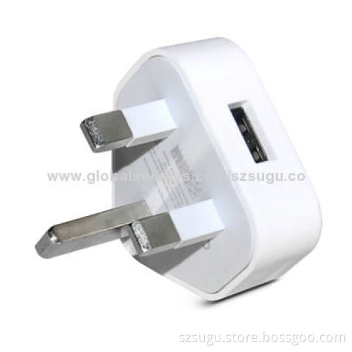 2014 white three pins 5V/1A USB wall travel charger